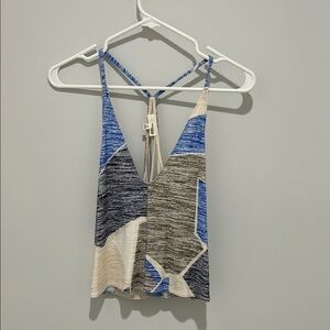 Blue and Beige Strappy Women's Top